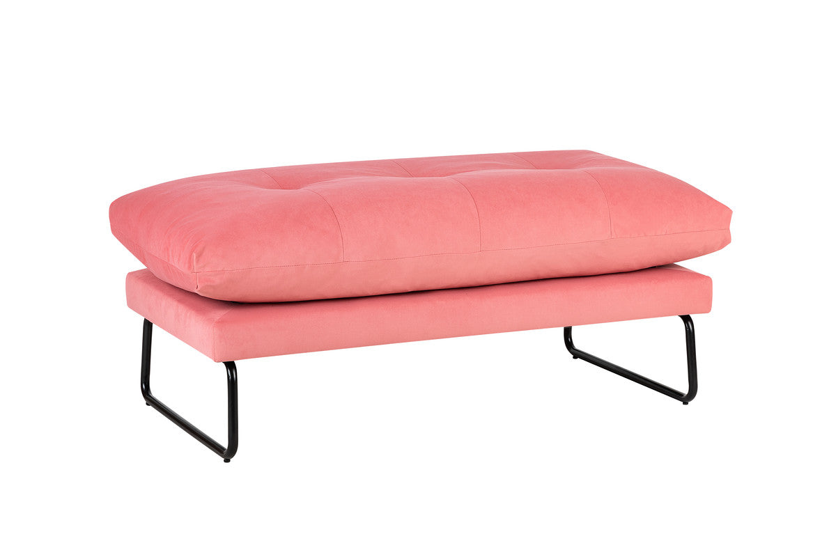 Karla Pink Velvet Contemporary Loveseat and Ottoman