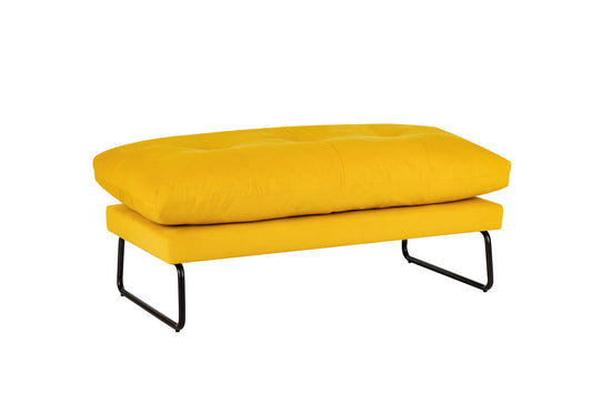 Karla Yellow Velvet Contemporary Ottoman
