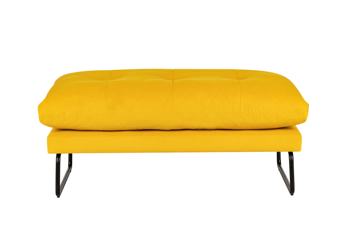 Karla Yellow Velvet Contemporary Loveseat and Ottoman