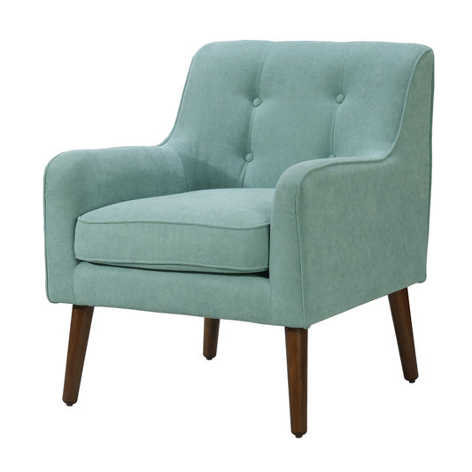 Ryder Mid Century Modern Aquamarine Teal Woven Fabric Tufted Armchair