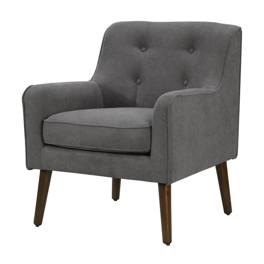 Lilola Home Ryder Mid Century Modern Gray Woven Fabric Tufted Armchair