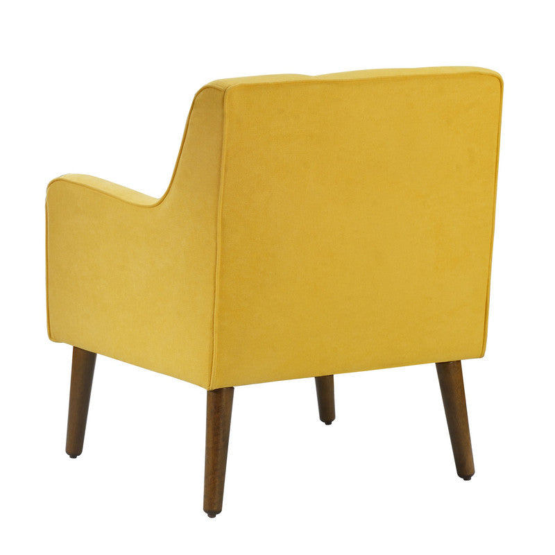 Lilola Home Ryder Mid Century Modern Yellow Woven Fabric Tufted Armchair