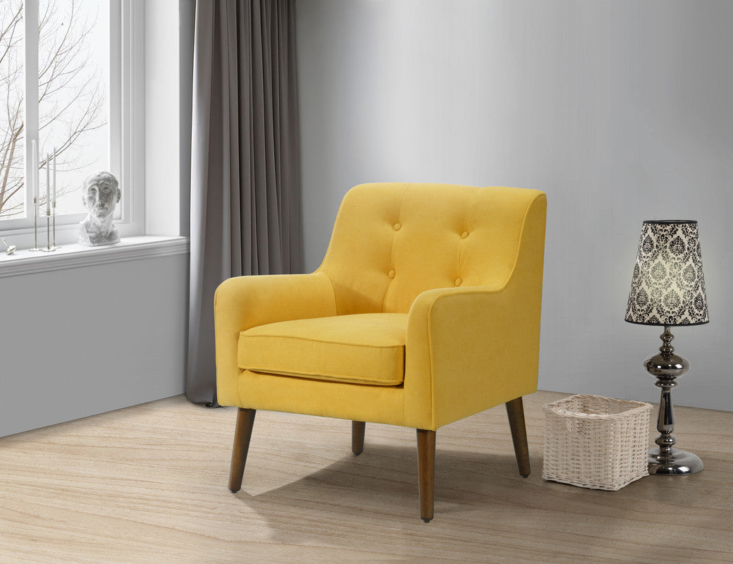 Lilola Home Ryder Mid Century Modern Yellow Woven Fabric Tufted Armchair