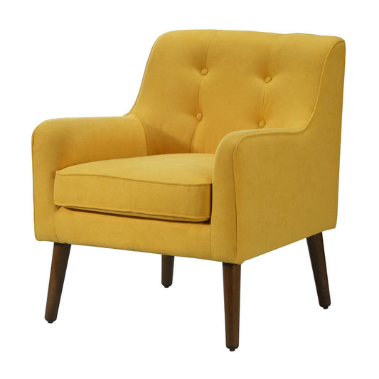 Lilola Home Ryder Mid Century Modern Yellow Woven Fabric Tufted Armchair