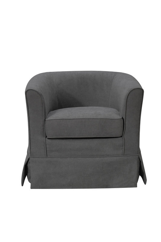 Lilola Home Tucker Gray Woven Fabric Swivel Barrel Chair