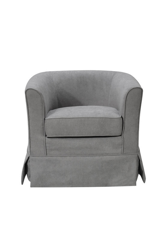 Lilola Home Tucker Steel Gray Woven Fabric Swivel Barrel Chair