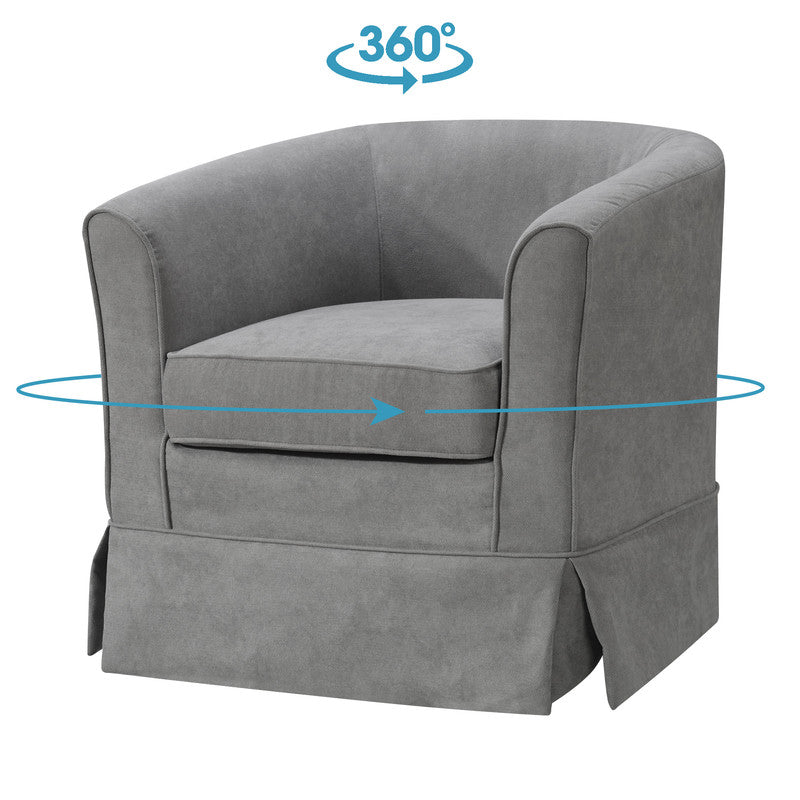 Lilola Home Tucker Steel Gray Woven Fabric Swivel Barrel Chair