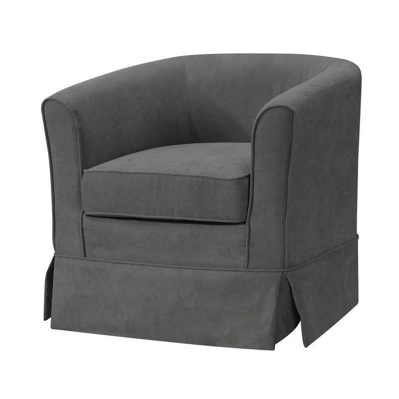 Lilola Home Tucker Gray Woven Fabric Swivel Barrel Chair