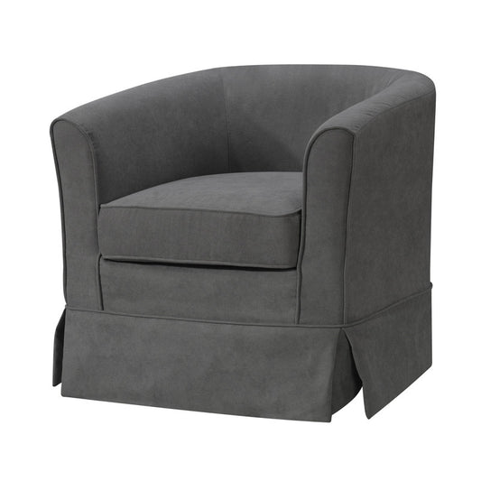 Lilola Home Tucker Gray Woven Fabric Swivel Barrel Chair
