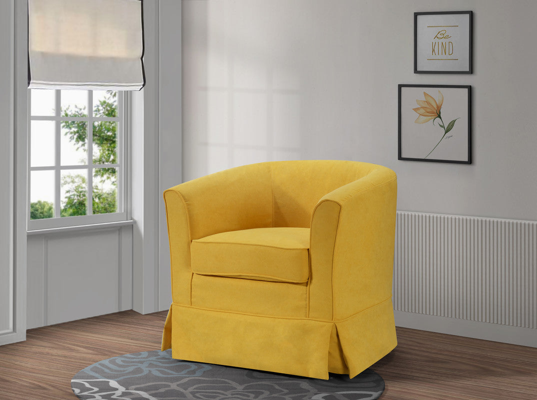 Lilola Home Tucker Yellow Woven Fabric Swivel Barrel Chair