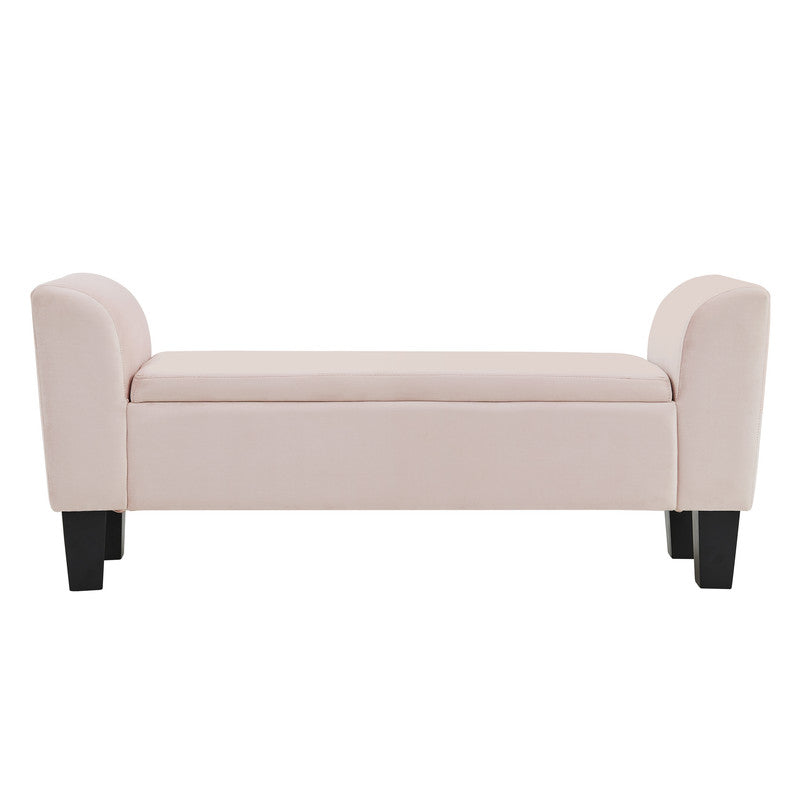 Lilola Home Mila Pink Velvet Ottoman Bench with Storage