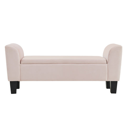 Lilola Home Mila Pink Velvet Ottoman Bench with Storage
