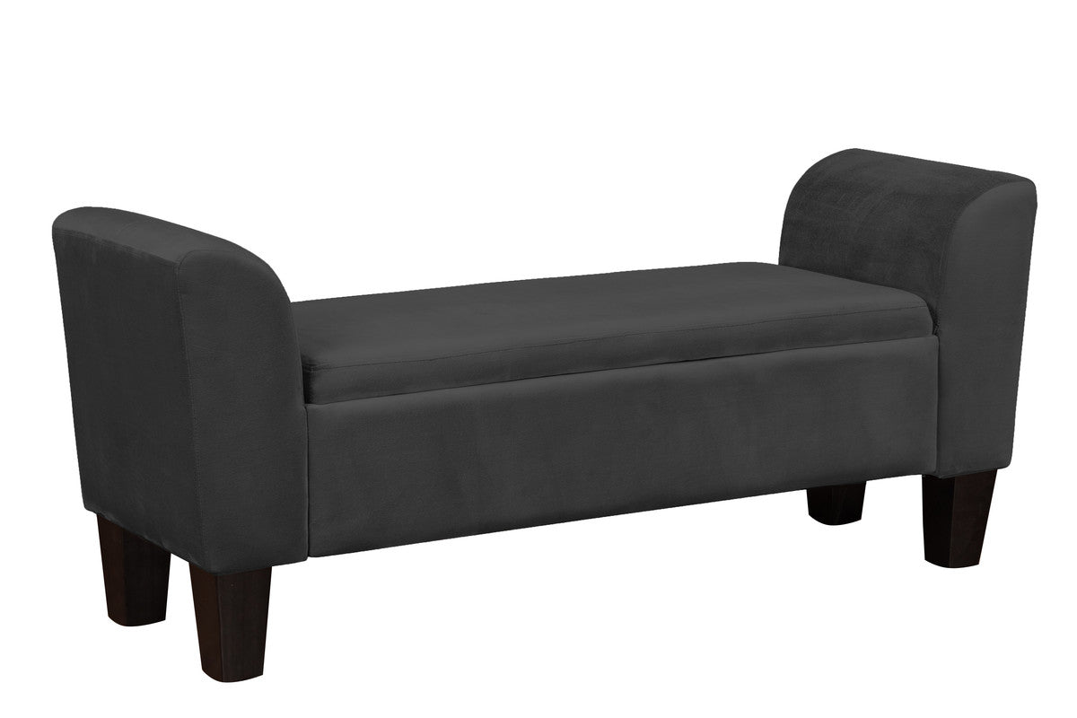 Mila Black Velvet Ottoman Bench with Storage