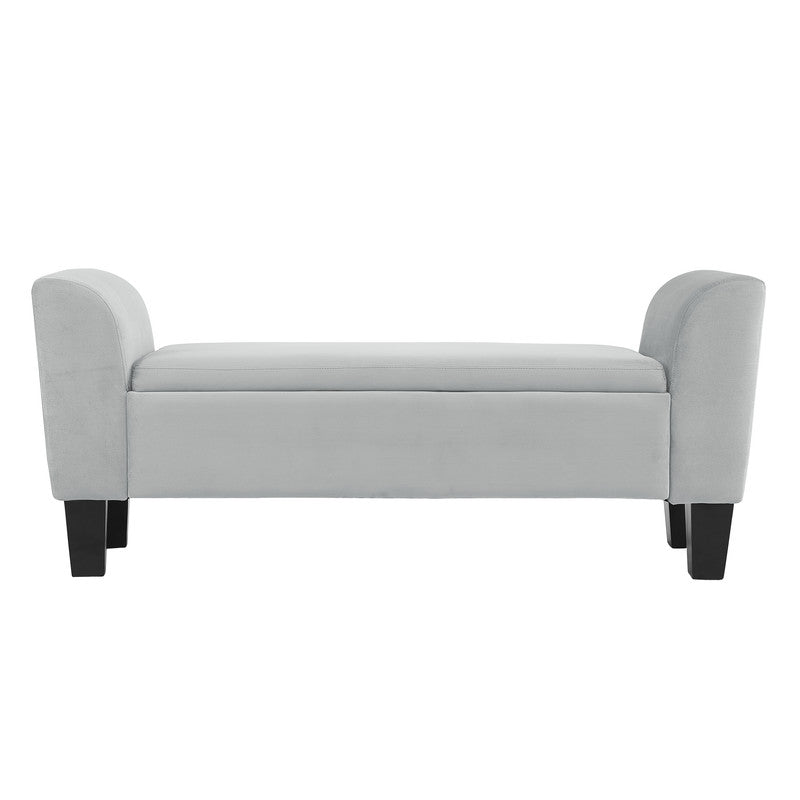Lilola Home Mila Gray Velvet Ottoman Bench with Storage
