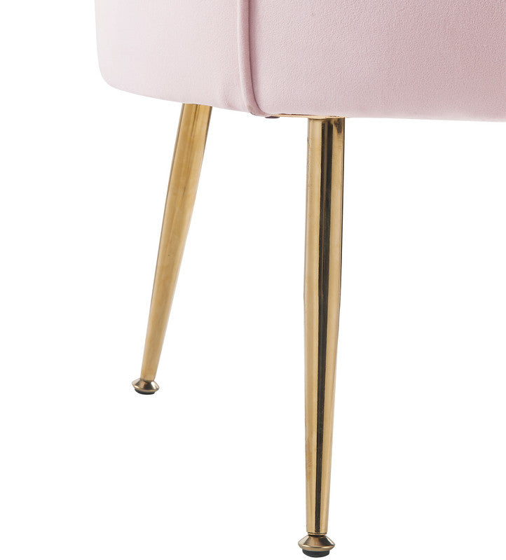 Angelina Pink Velvet Scalloped Back Barrel Accent Chair with Metal Legs