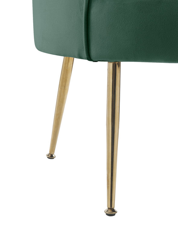 Angelina Green Velvet Scalloped Back Barrel Accent Chair with Metal Legs