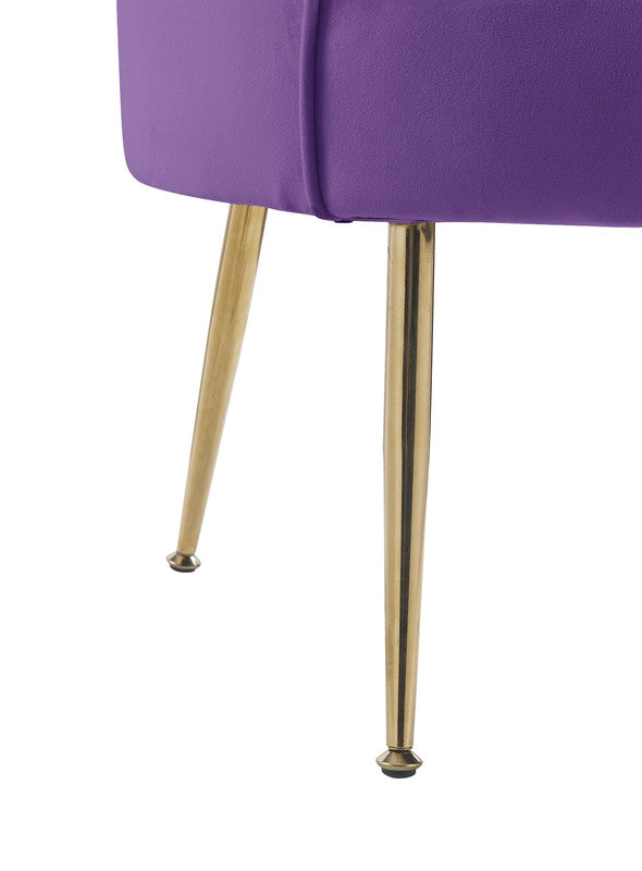 Angelina Purple Velvet Scalloped Back Barrel Accent Chair with Metal Legs