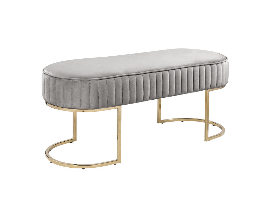 Lilola Home Set of 2 Julianne Gray Velvet Bench with Metal Base