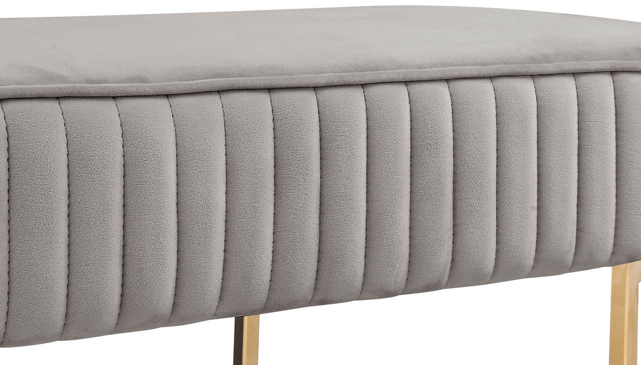 Lilola Home Set of 2 Julianne Gray Velvet Bench with Metal Base