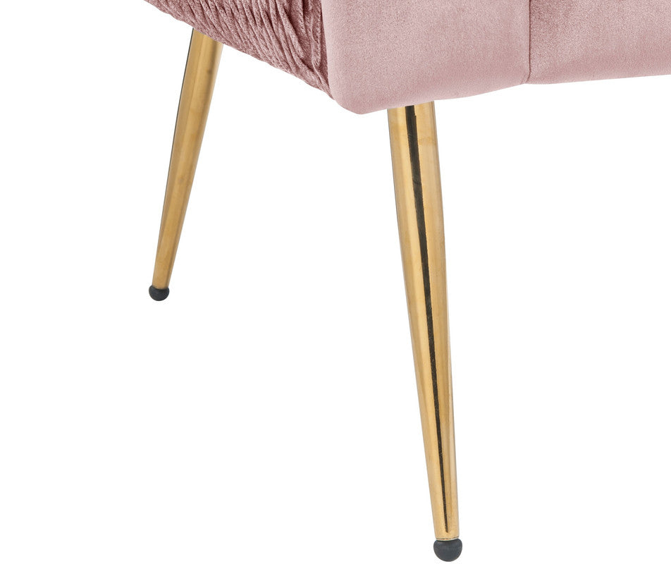 Lilola Home Natalie Blush Pink Velvet Barrel Accent Chair with Metal Legs