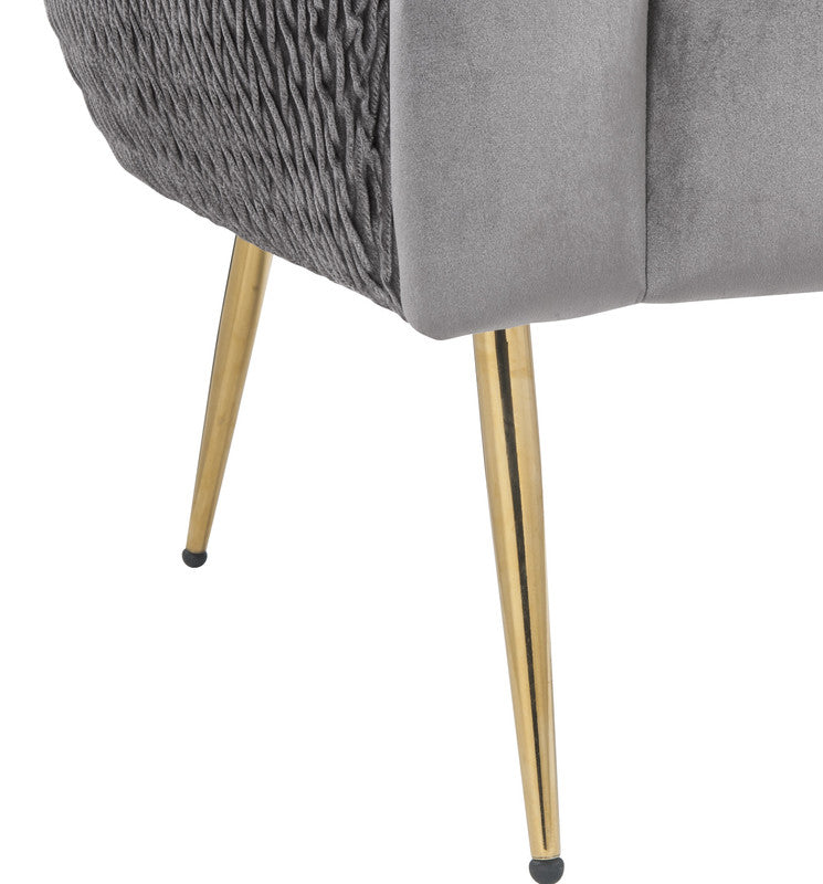 Lilola Home Natalie Gray Velvet Barrel Accent Chair with Metal Legs