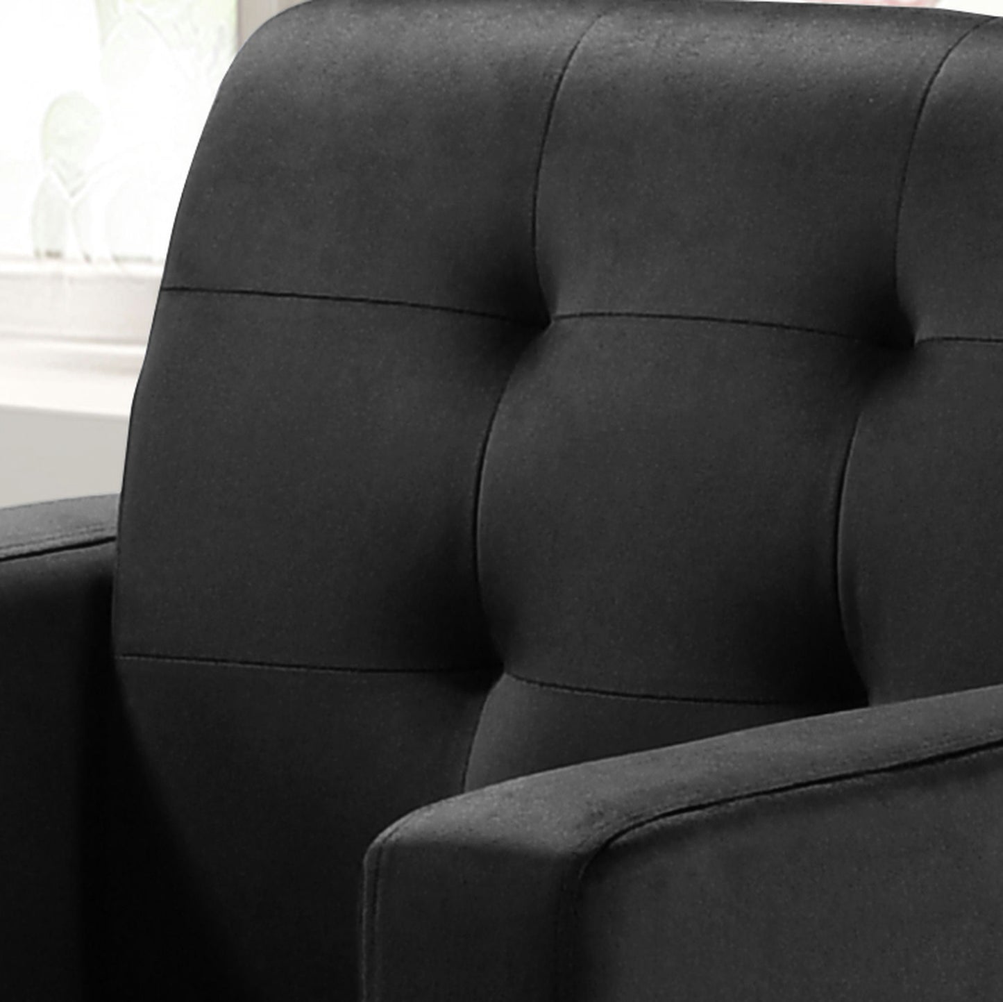 Hale Black Velvet Accent Armchair with Tufting