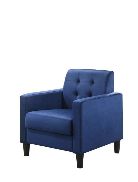 Hale Blue Velvet Accent Armchair with Tufting