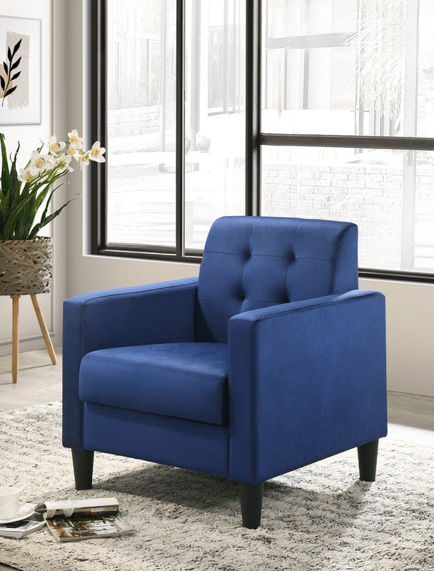 Hale Blue Velvet Accent Armchair with Tufting