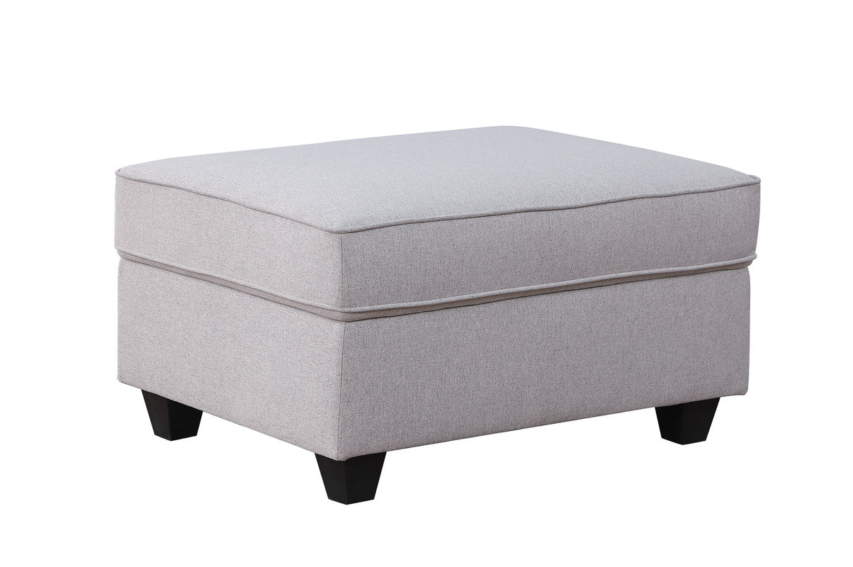 Cooper Light Gray Linen 4-Seater Sofa with 2 Ottomans and Cupholder, 89131-17A