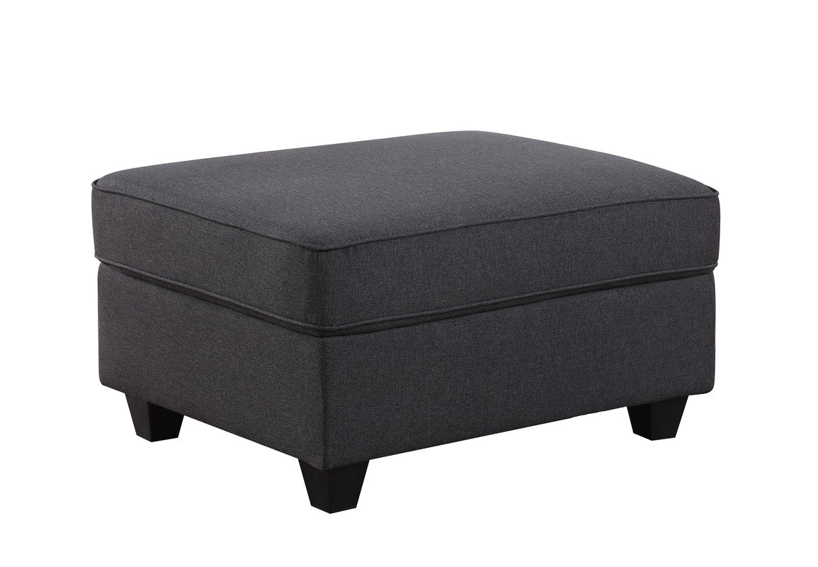 Cooper Dark Gray Linen 4-Seater Sofa with 2 Ottomans and Cupholder, 89132-17A