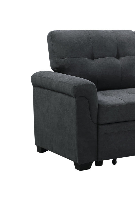 Lucca Dark Gray Fabric Reversible Sectional Sleeper Sofa Chaise with Storage