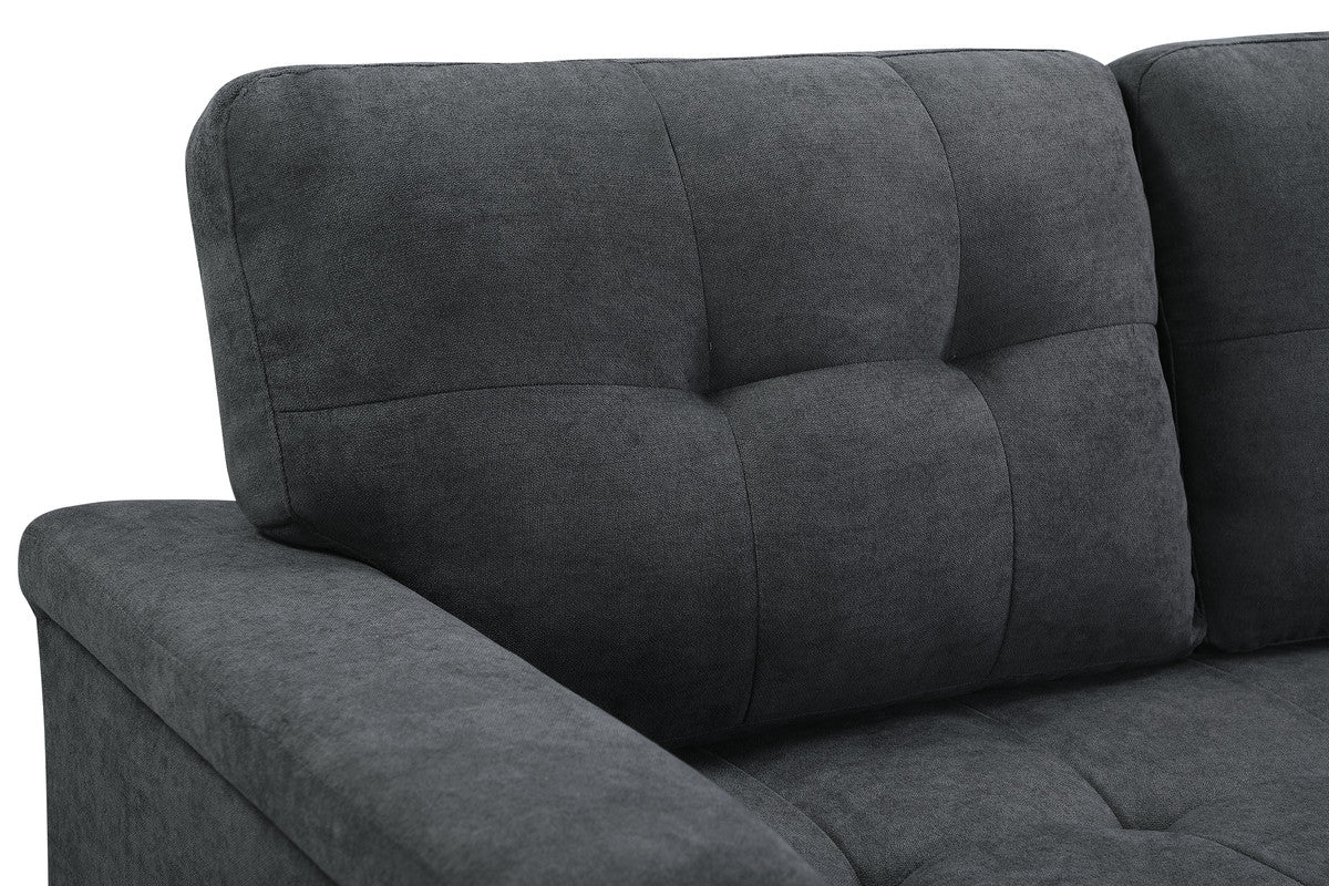 Lucca Dark Gray Fabric Reversible Sectional Sleeper Sofa Chaise with Storage