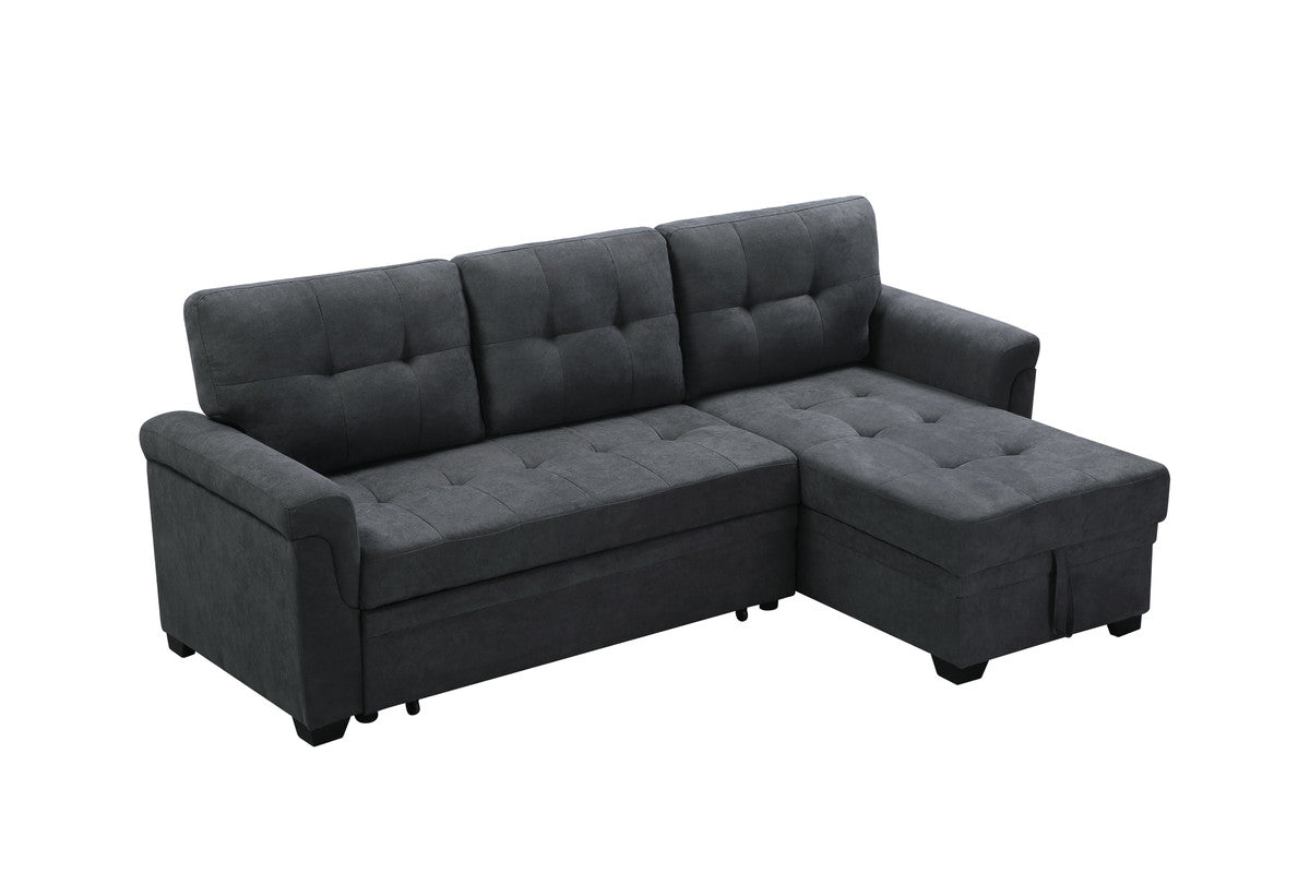 Connor Dark Gray Fabric Reversible Sectional Sleeper Sofa Chaise with Storage