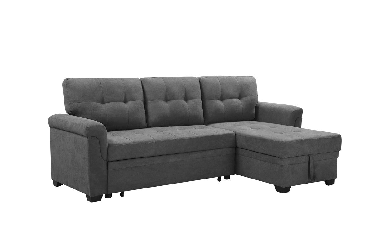 Connor Gray Fabric Reversible Sectional Sleeper Sofa Chaise with Storage