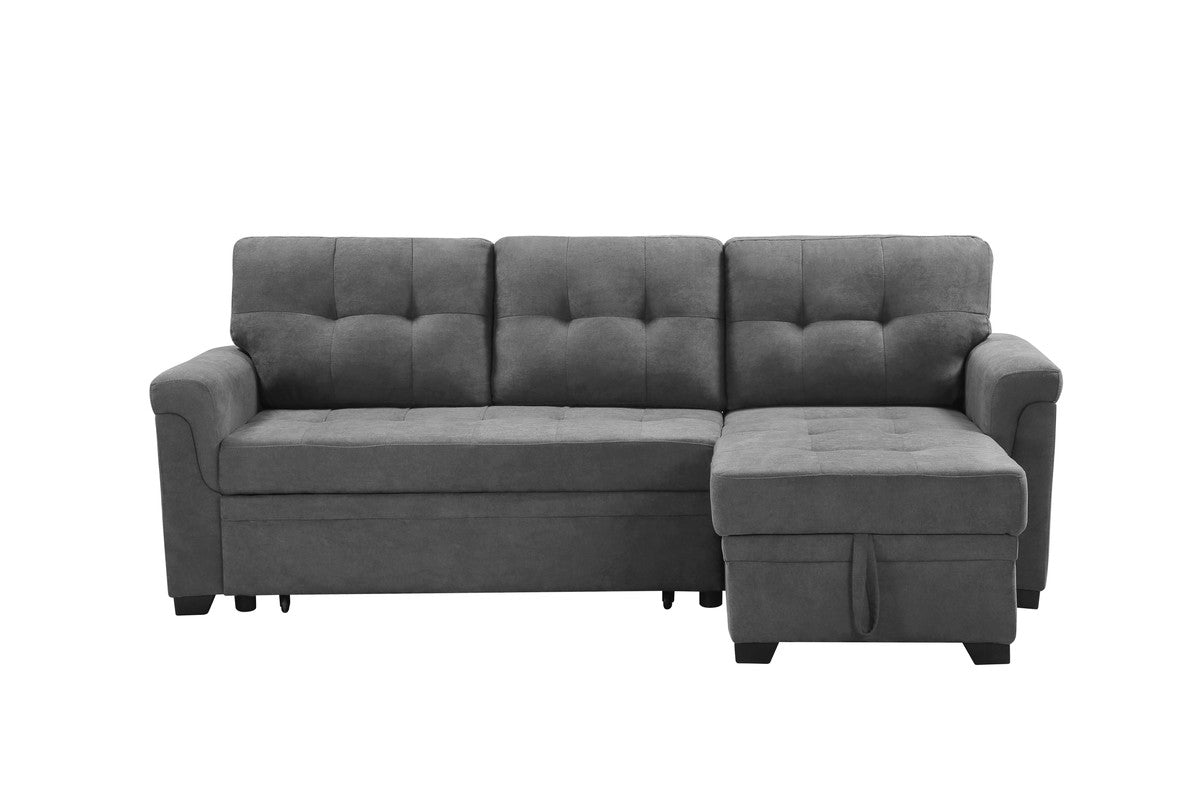 Connor Gray Fabric Reversible Sectional Sleeper Sofa Chaise with Storage