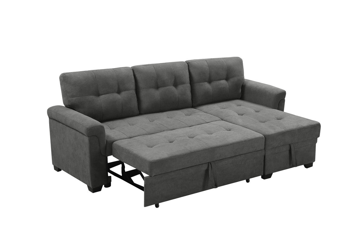 Connor Gray Fabric Reversible Sectional Sleeper Sofa Chaise with Storage