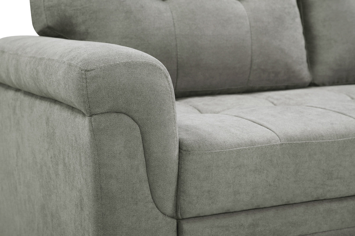 Lucca Light Gray Fabric Reversible Sectional Sleeper Sofa Chaise with Storage