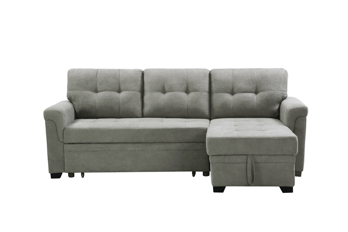 Connor Light Gray Fabric Reversible Sectional Sleeper Sofa Chaise with Storage