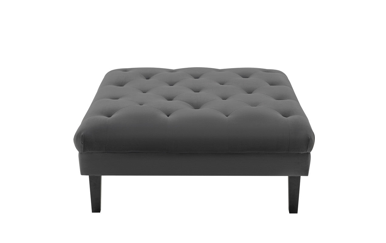 Mary Dark Gray Velvet Tufted Ottoman
