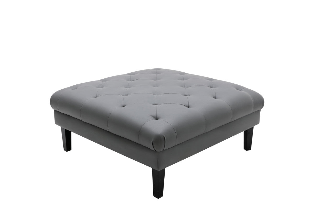 Sarah Gray Vegan Leather Tufted Ottoman