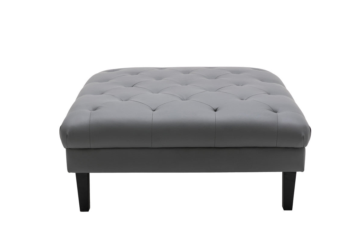 Sarah Gray Vegan Leather Tufted Ottoman