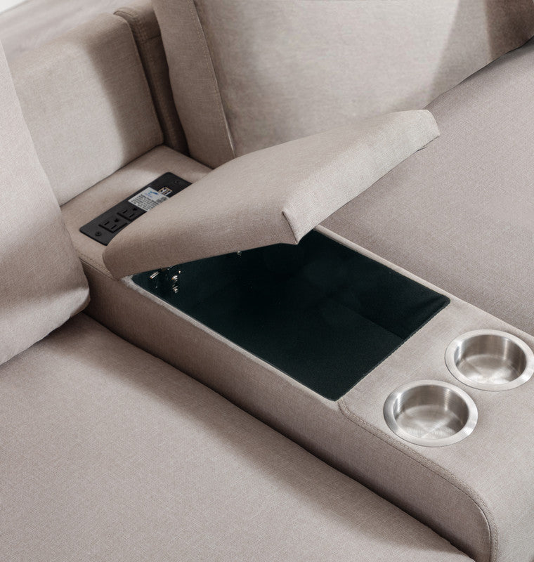 Nolan Beige Linen 6Pc Reversible Sectional Sofa, Console Table, 89420-2B