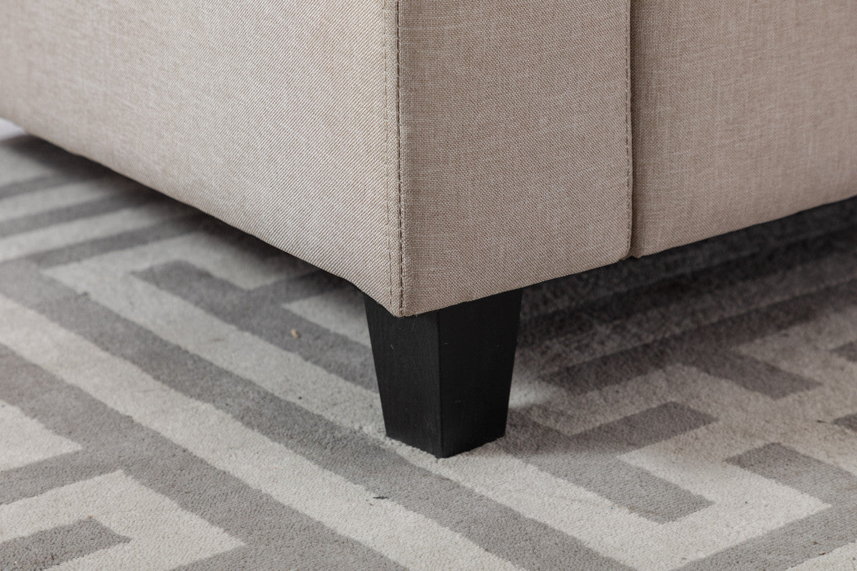 Nolan Beige Linen 6Pc Double Chaise Sectional Sofa with Storage Ottoman, Pillows