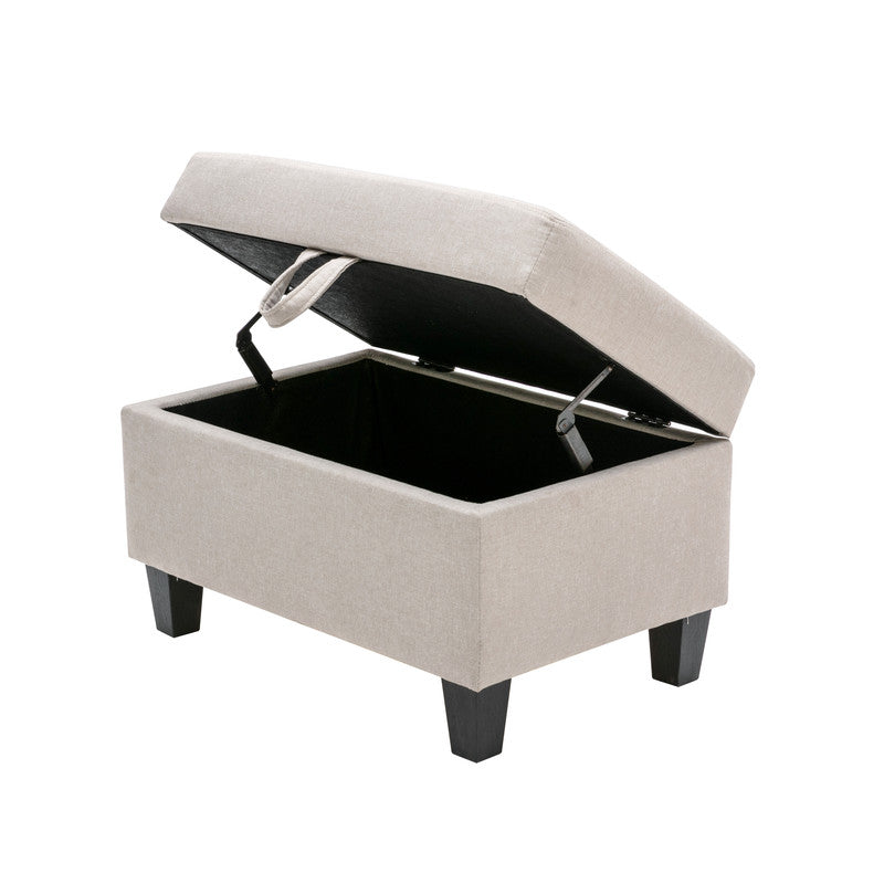 Nolan Beige Linen 6Pc Double Chaise Sectional Sofa with Storage Ottoman, Pillows