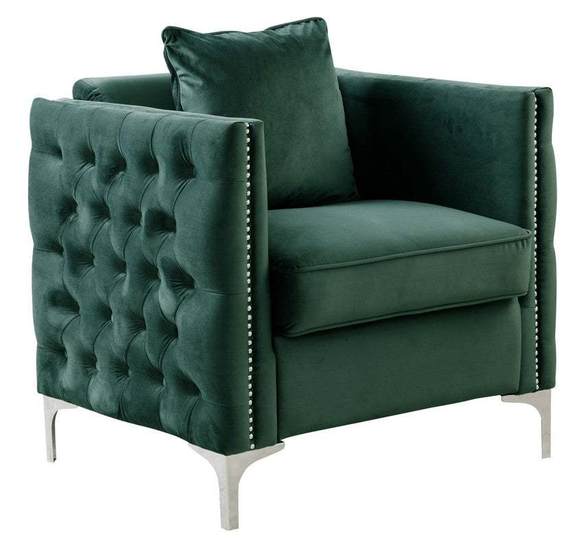 Lilola Home Bayberry Green Velvet Sofa Loveseat Chair Living Room Set