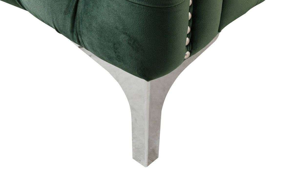 Lilola Home Bayberry Green Velvet Chair with 1 Pillow