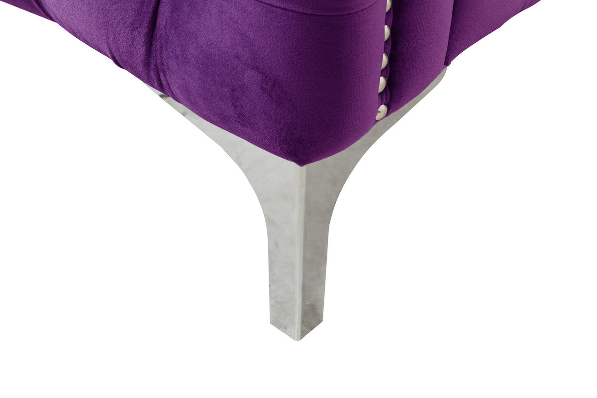 Lilola Home Bayberry Purple Velvet Chair with 1 Pillow