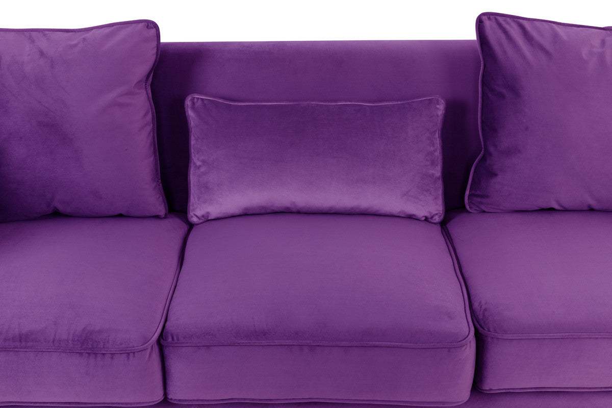 Lilola Home Bayberry Purple Velvet Sofa Loveseat Chair Living Room Set