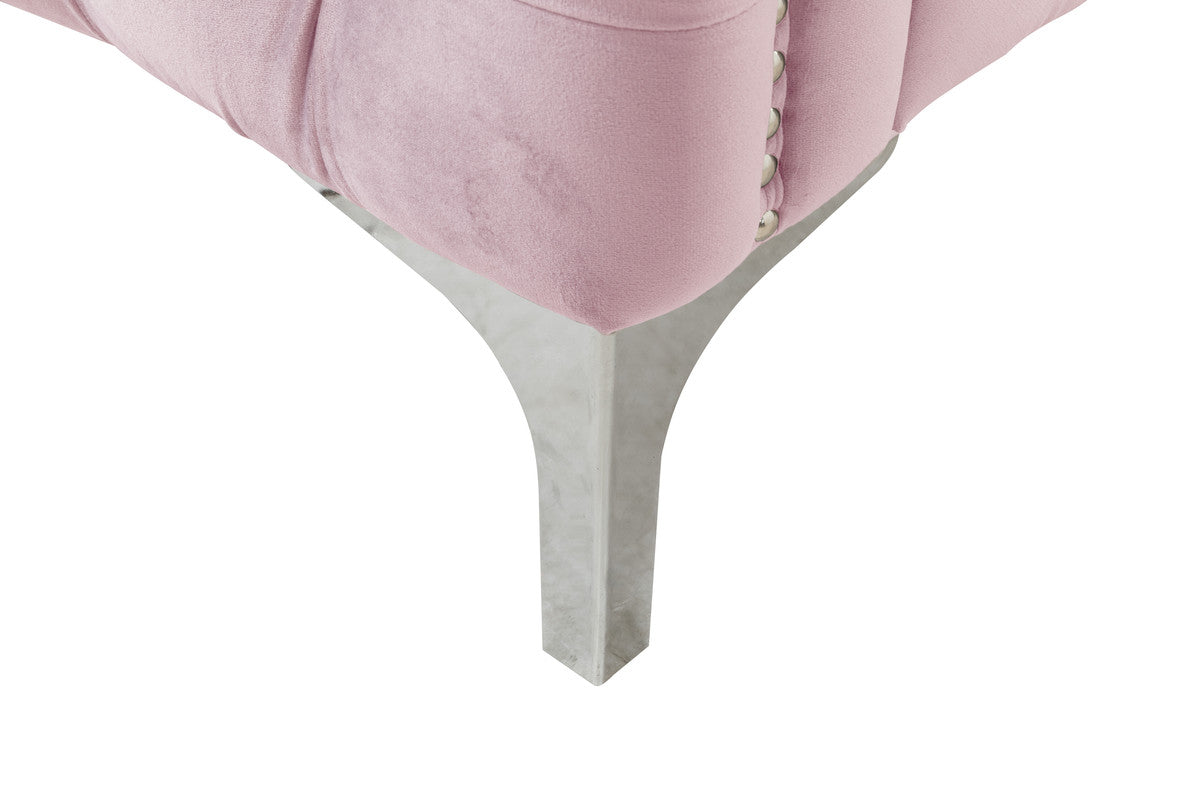 Lilola Home Bayberry Pink Velvet Chair with 1 Pillow