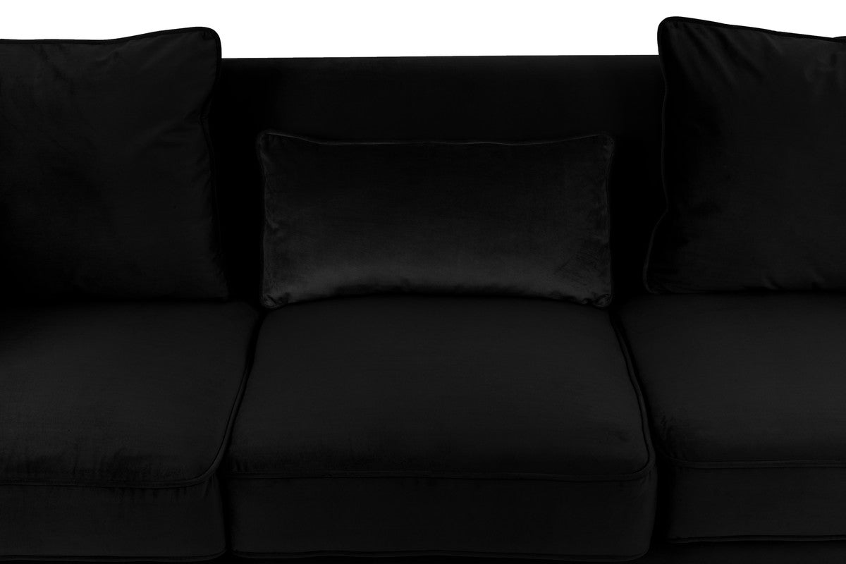 Lilola Home Bayberry Black Velvet Sofa Loveseat Living Room Set